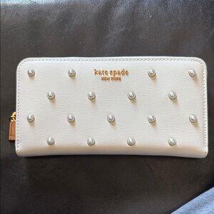Kate Spade White Wallet with Pearl Details